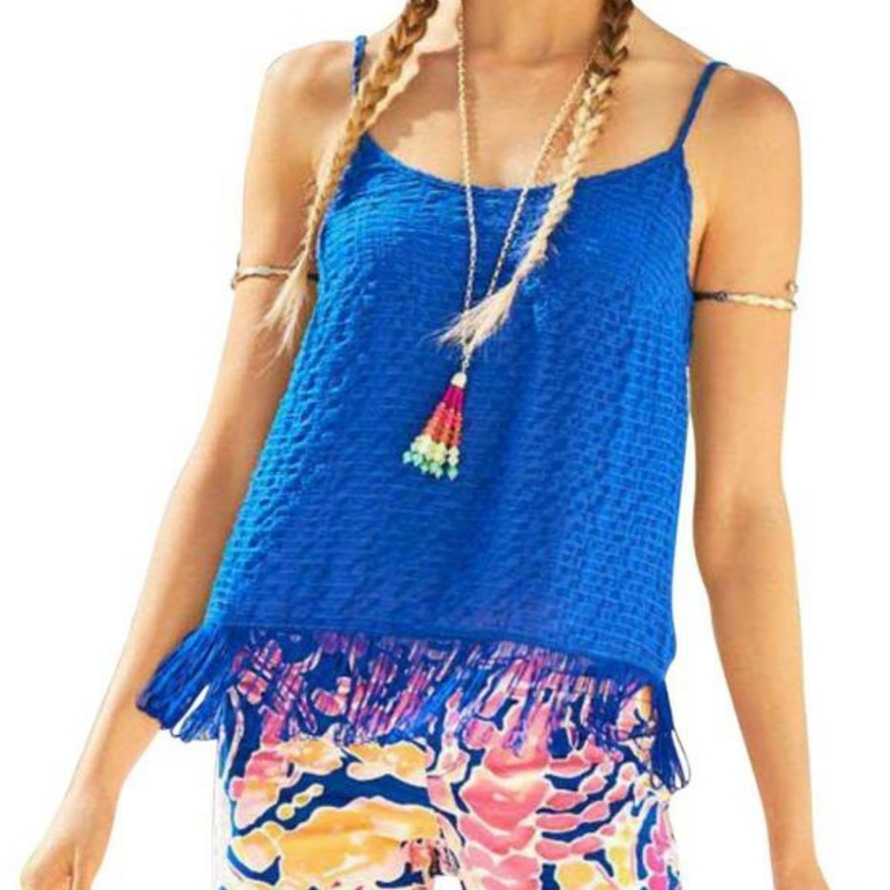 LILY PULITZER Royal Blue Fringe Top